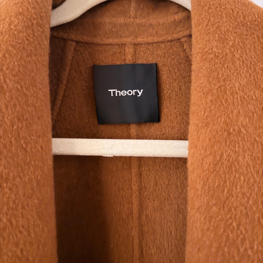 Theory Sileena Shawl Wool & Cashmere-Blend Coat (Clairene) - Copper S - Picture 5 of 7